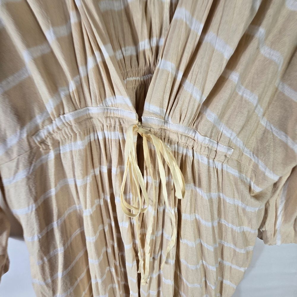 Chic Beige Striped Women's Robe - Picture 3 of 10